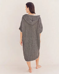 Falta Gauze Hooded Poncho - Black