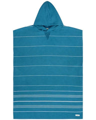 Classic Stripe Hooded Poncho Teal Blue
