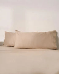 Signature Percale Solid Pillowcase Set Beige