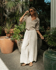 Sagar Gauze Crop Shirt - Pant Set