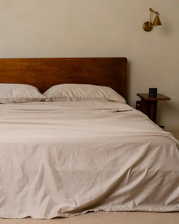Luxe Sateen Flat Top Sheet Beige