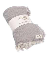 Little Fishies Gauze Receiving Blanket - Grey