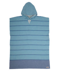 Colorblock Stripe Hooded Poncho - Aqua