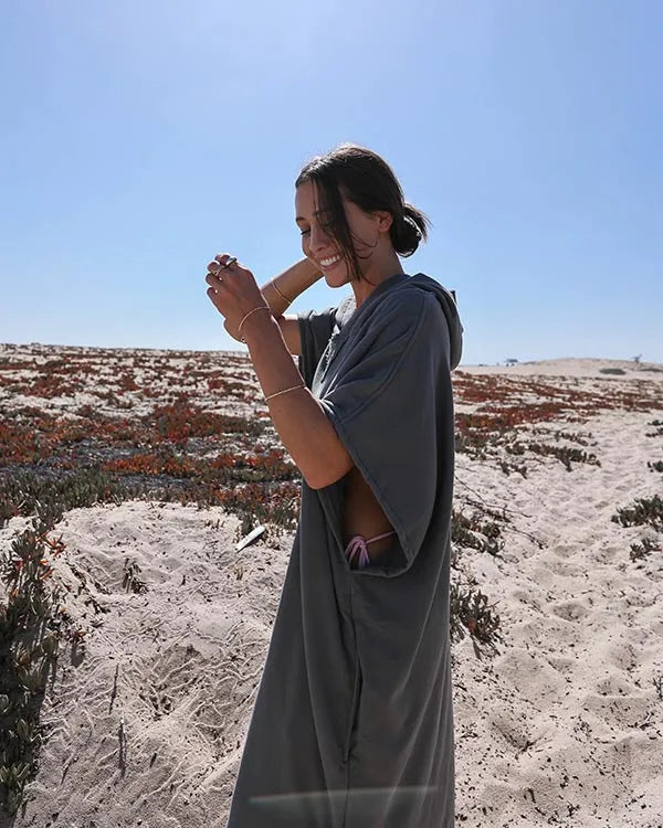 Terra Hooded Poncho Grey